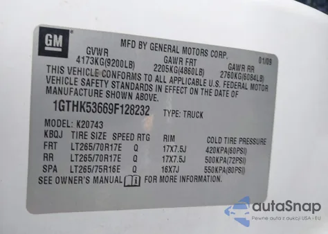 2009 GMC Sierra 2500Hd Sle z USA, uszkodzony, nr VIN 1GTHK53669F128232